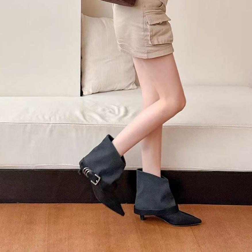 Femmes Edgy Y2K Streetwear Bottes pointues de cheville d'orteil