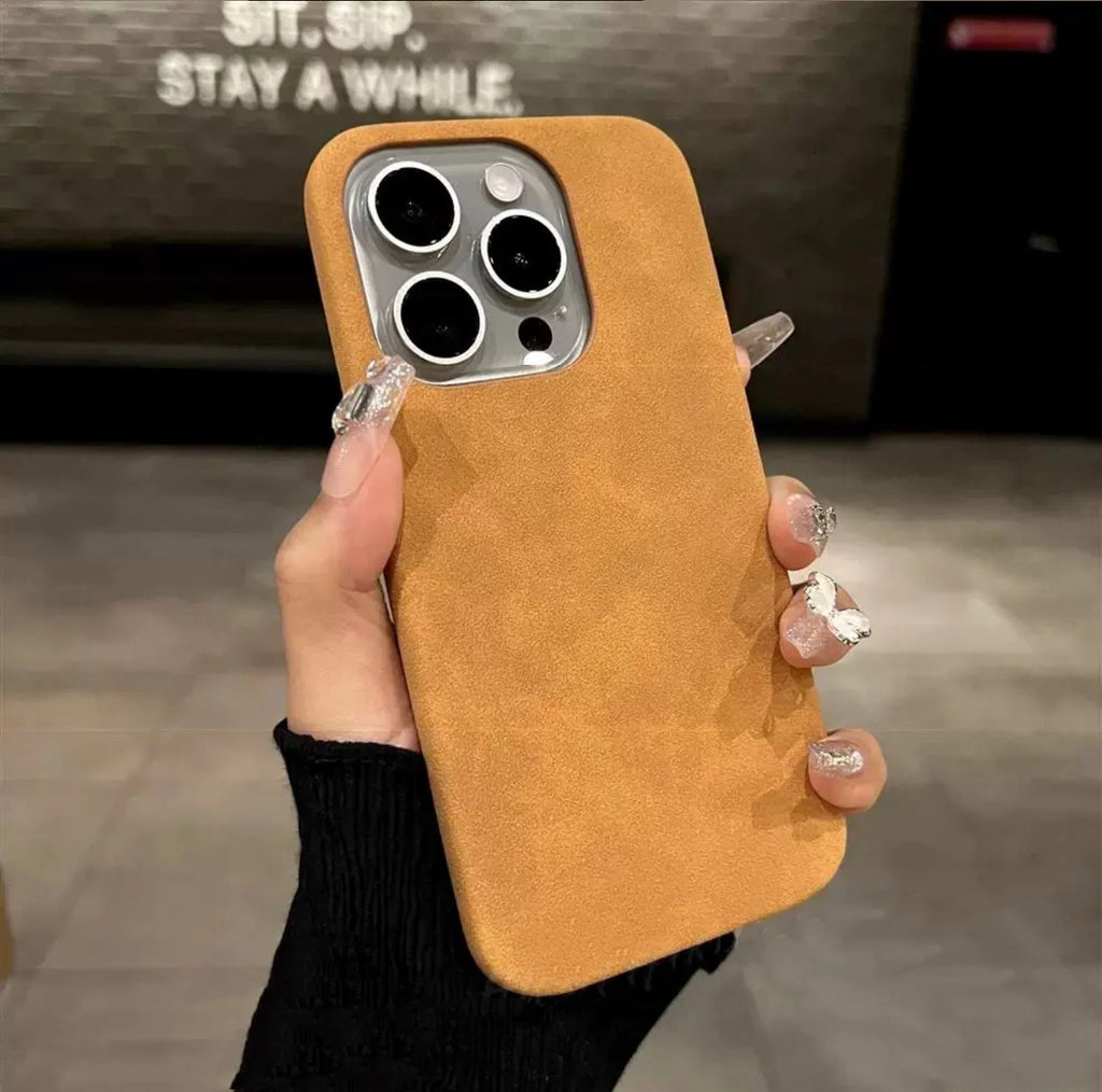Boîtier de téléphone haute qualité en couleur solide Suede