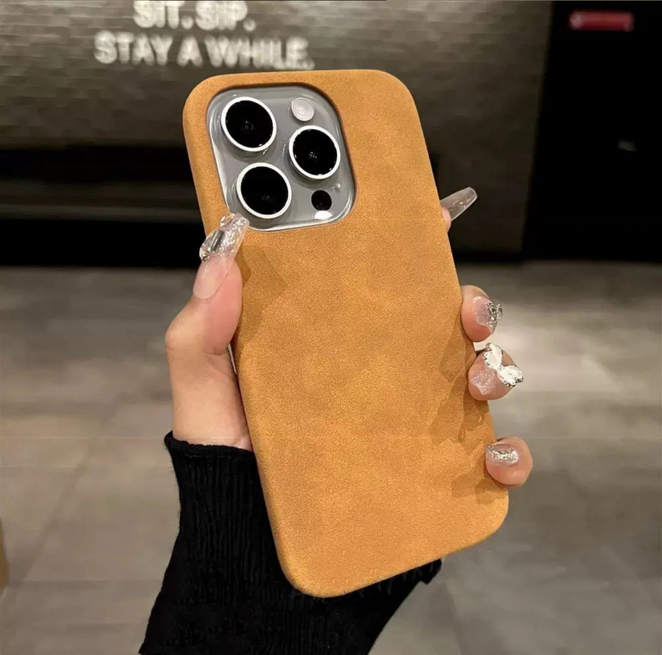 Boîtier de téléphone haute qualité en couleur solide Suede