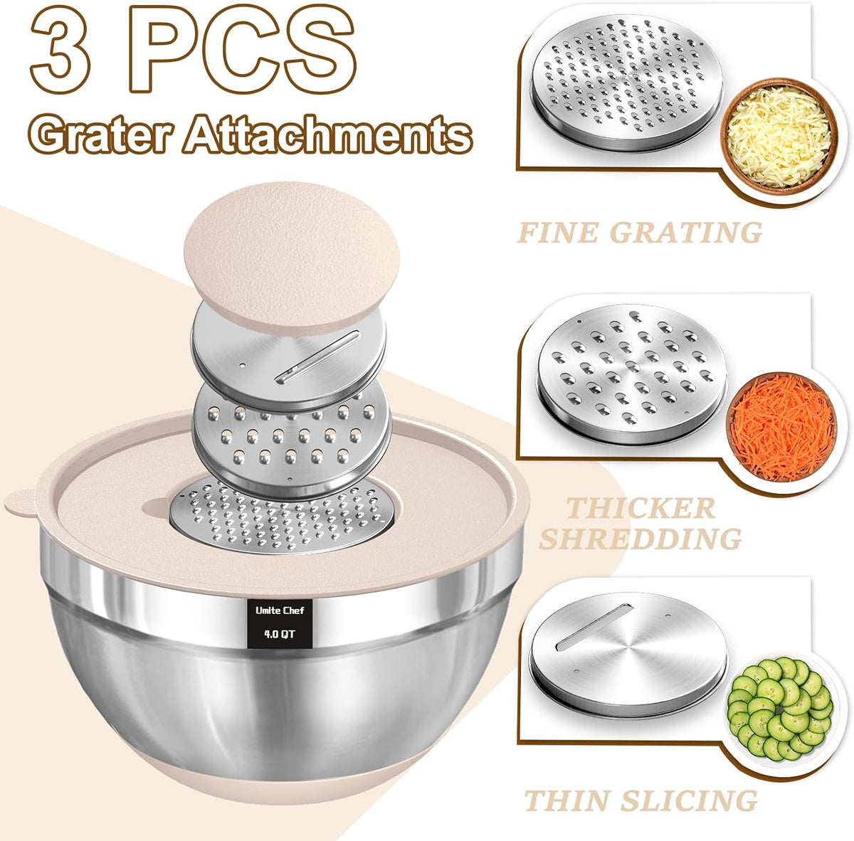 Boîte de 8 bols de mélange en acier inoxydable avec lids hermétiques