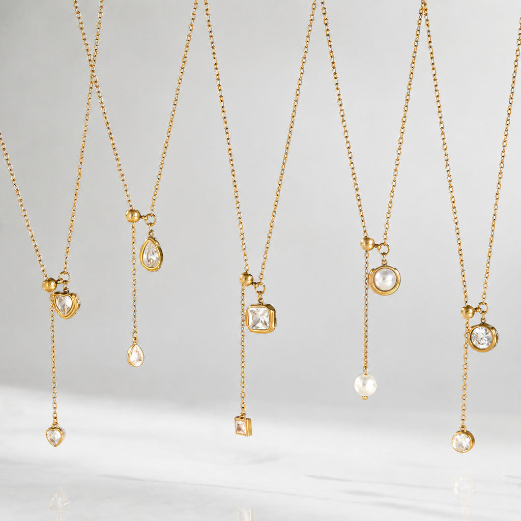 Collier long en acier titane à chaîne de traction réglable