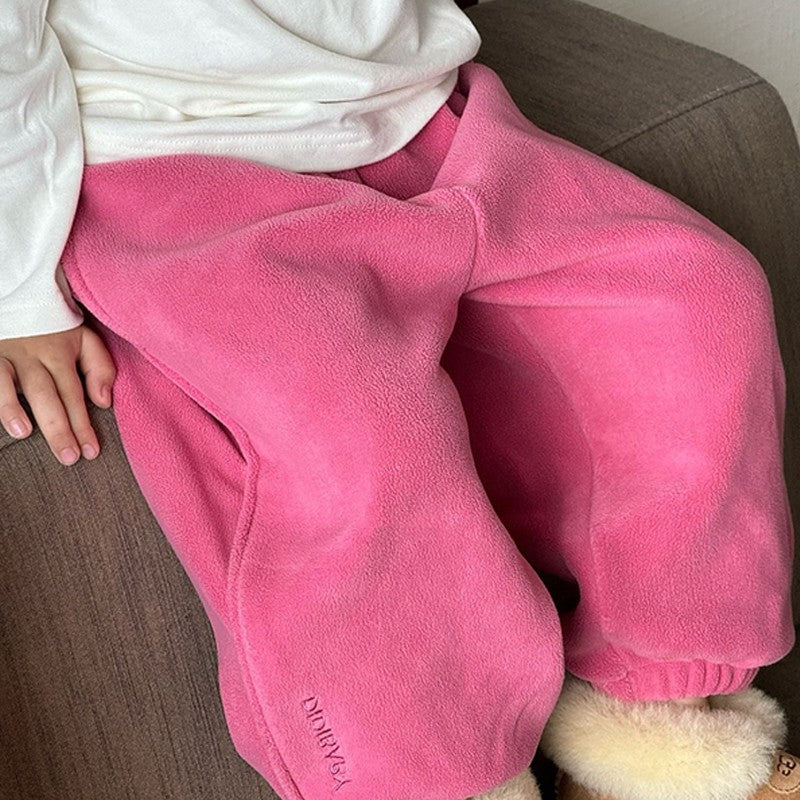 Girls Autumn and Winter Rose Red Sweatpants