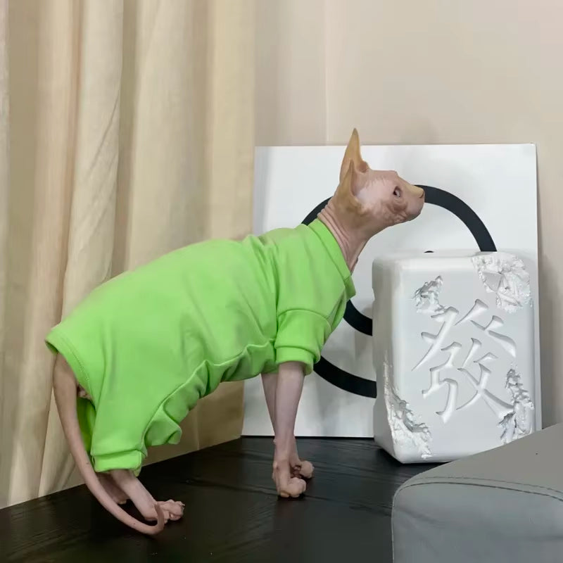 Sphynx Cat Pajamas à quatre pattes Soft Fleece Housse chaude Vêtements d'hiver pour chats sans cheveux