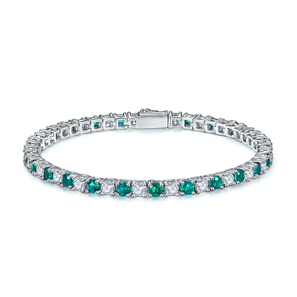 S925 Argent Sterling 3x3mm Lab-Grown Gemstone Bracelet de tennis pour femmes 16.5cm 8.6g Bl Rouge