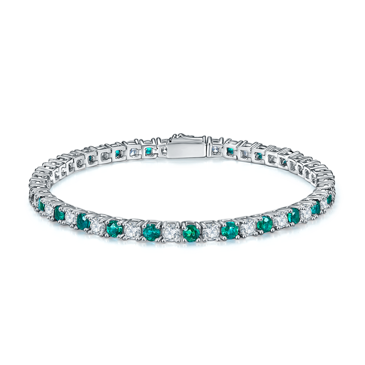 S925 Argent Sterling 3x3mm Lab-Grown Gemstone Bracelet de tennis pour femmes 16.5cm 8.6g Bl Rouge