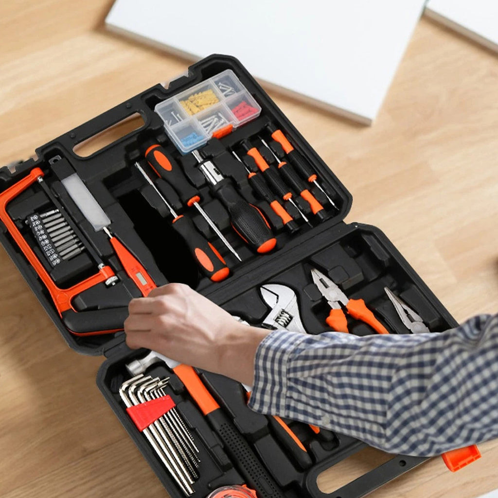 1OO PCS Kit d'outils à main ménager général avec boîte à outils étui de rangement pour la réparation à domicile