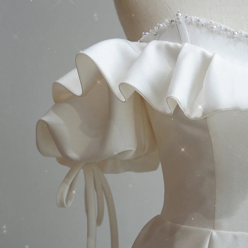 Satin léger robe de mariée Mariée Française Super Fée