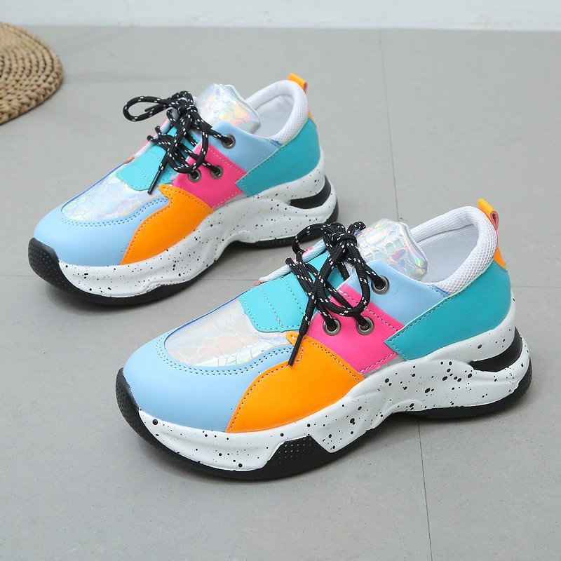 Leopard Imprimer Sneakers Femmes Dentelle vers le haut Marche Running Sports Chaussures