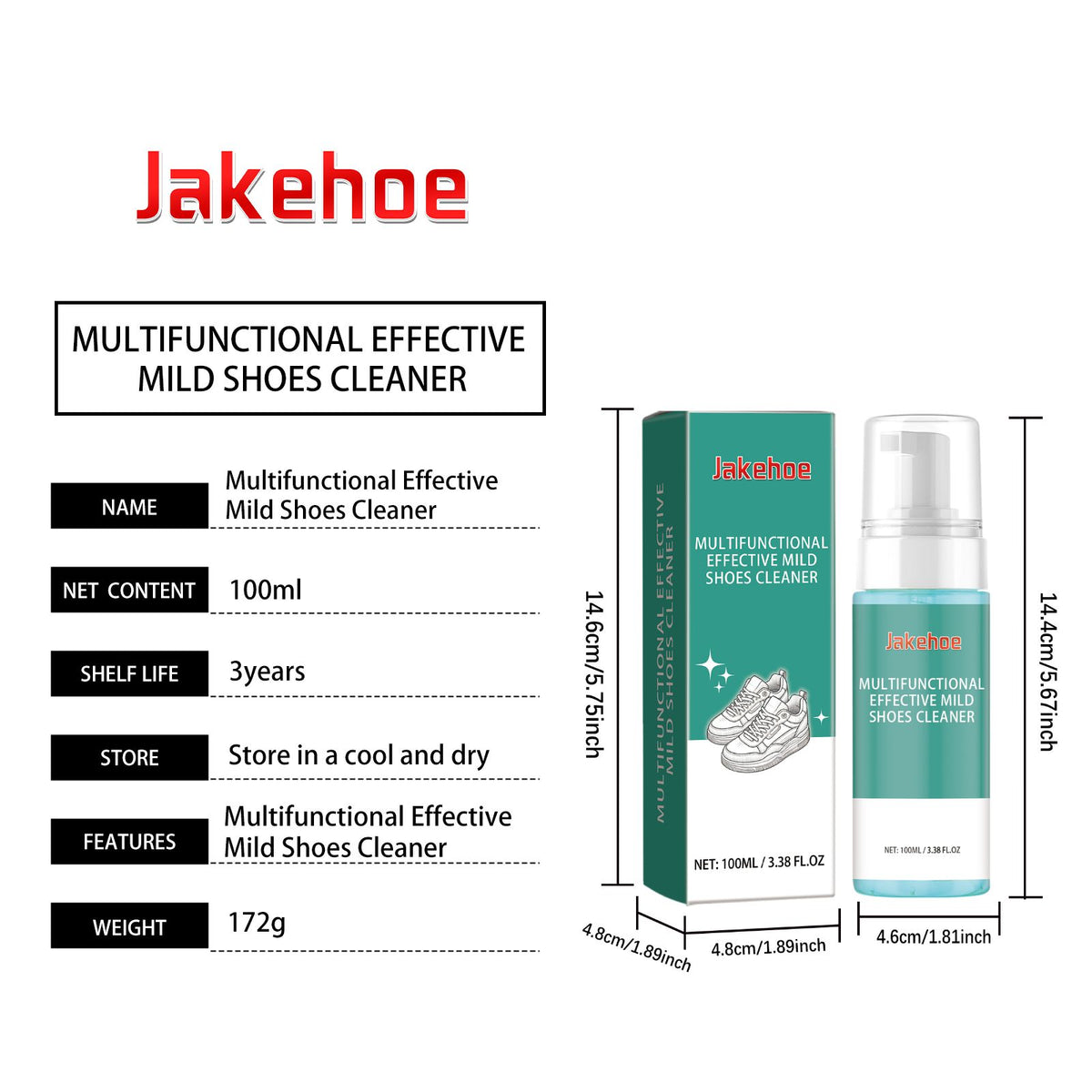 JAKEHOE Nettoyeur de chaussures polyvalent liquide