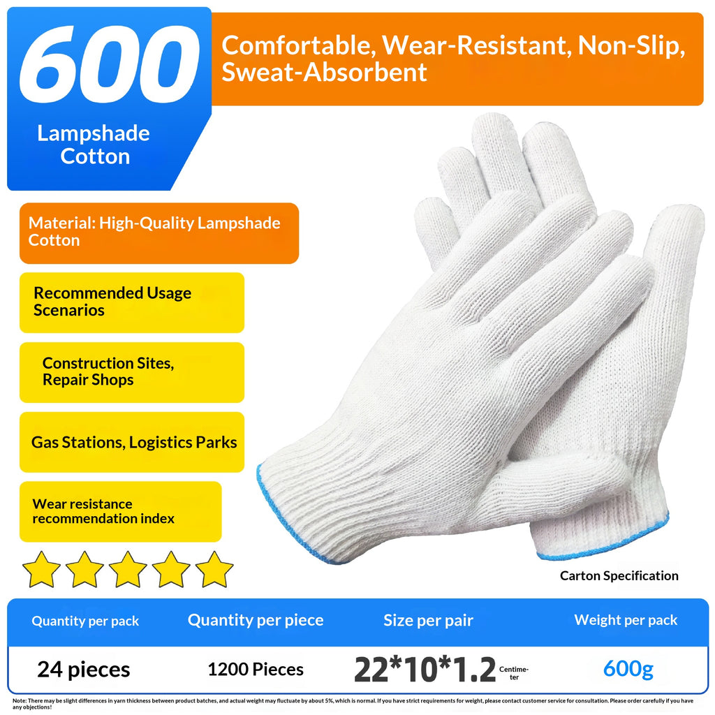 Gants de coton blanc industriel non glissants