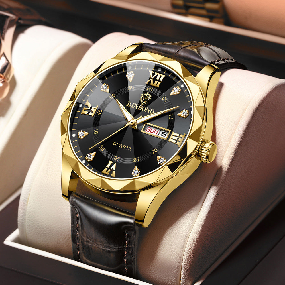Véritable montre Quartz d'étudiant homme en cuir imperméable à l'eau