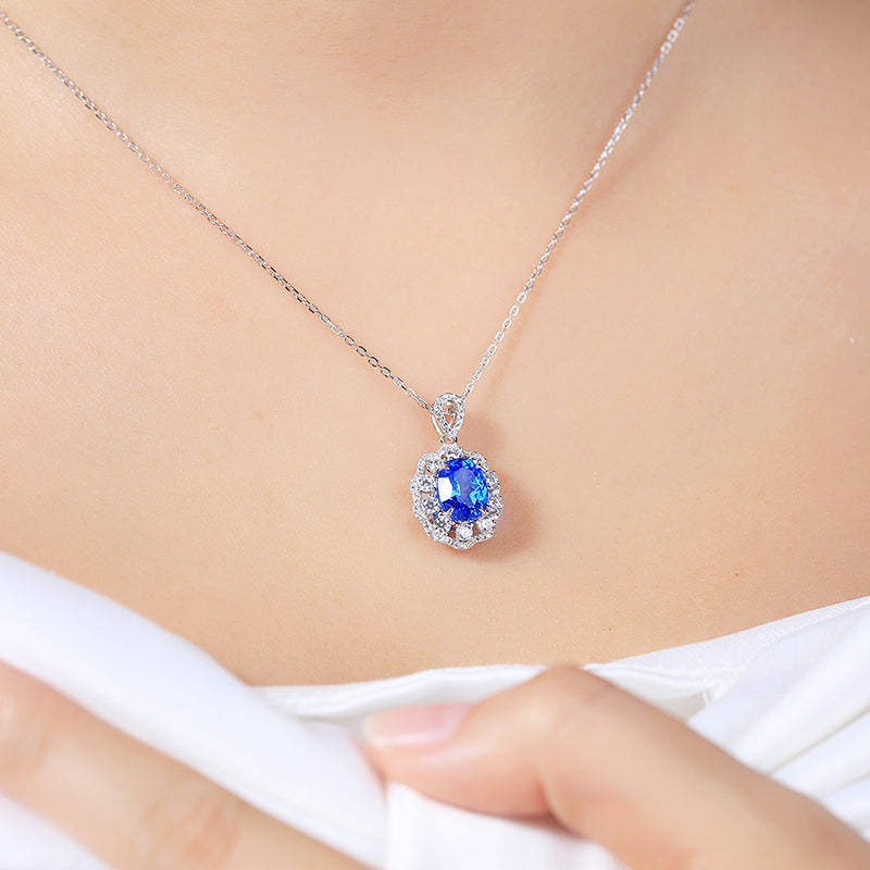 S925 Silver 4g Lab-Created Cobalt Spinel Paraiba Collier