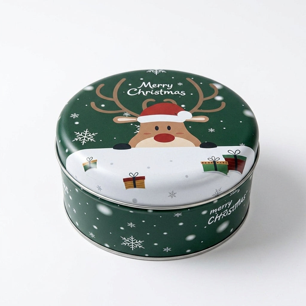 Boîte cadeau en métal rond de Noël Père Noël