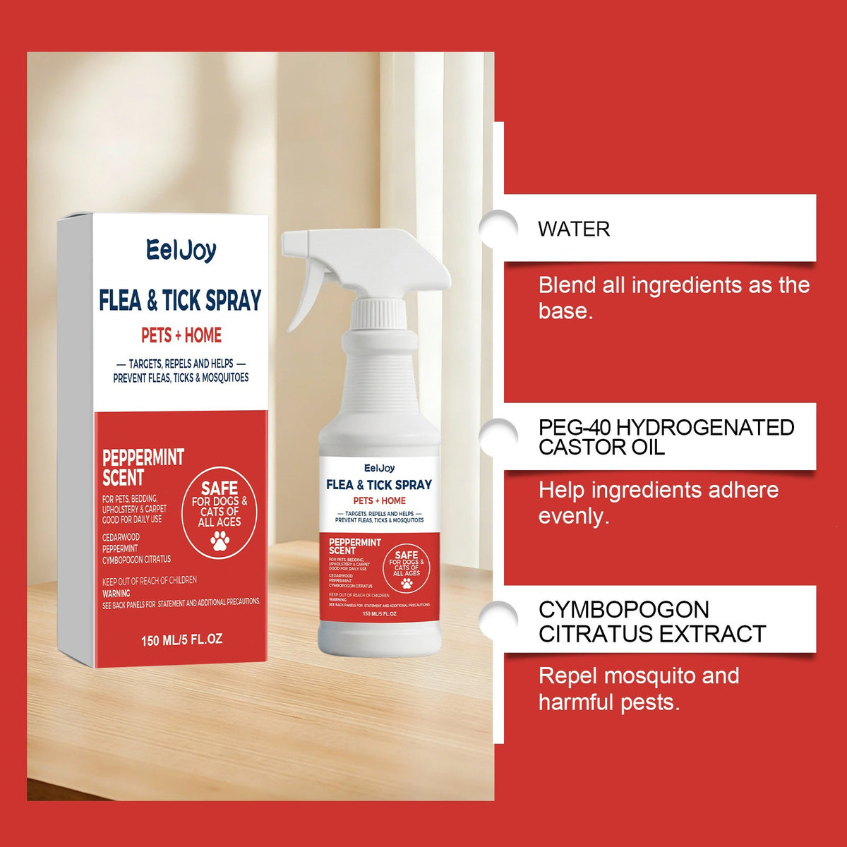 Eeljoy Spray de soins pour animaux de compagnie est adapté pour les chats et les chiens à nettoyer et à soigner leurs cheveux