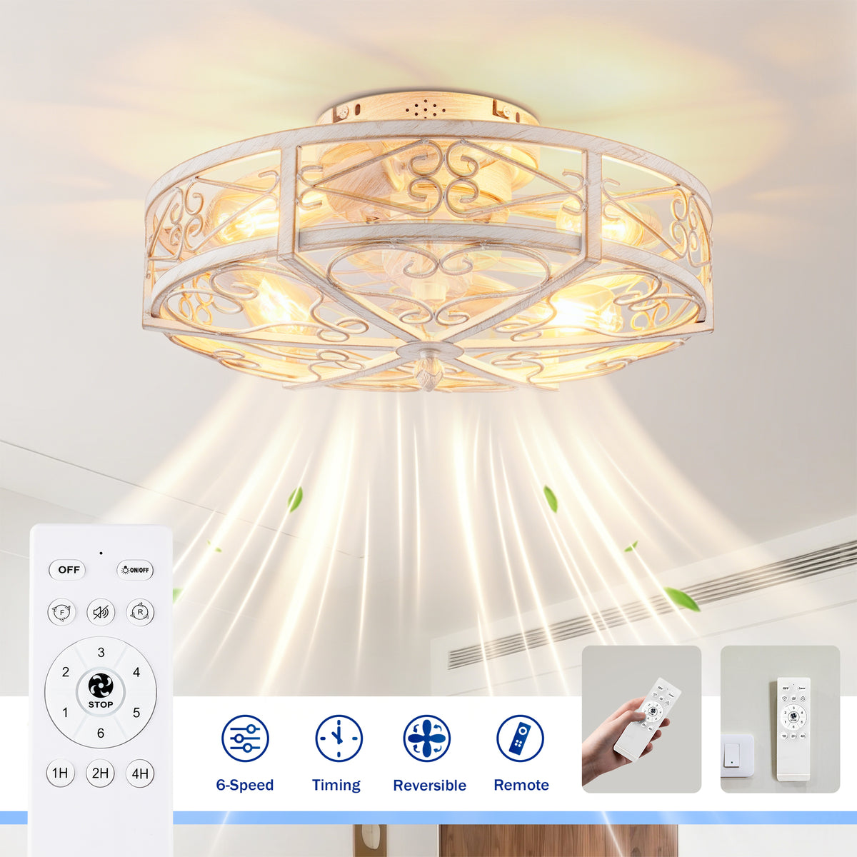 20in Ceiling Fan with Lights and Remote Control