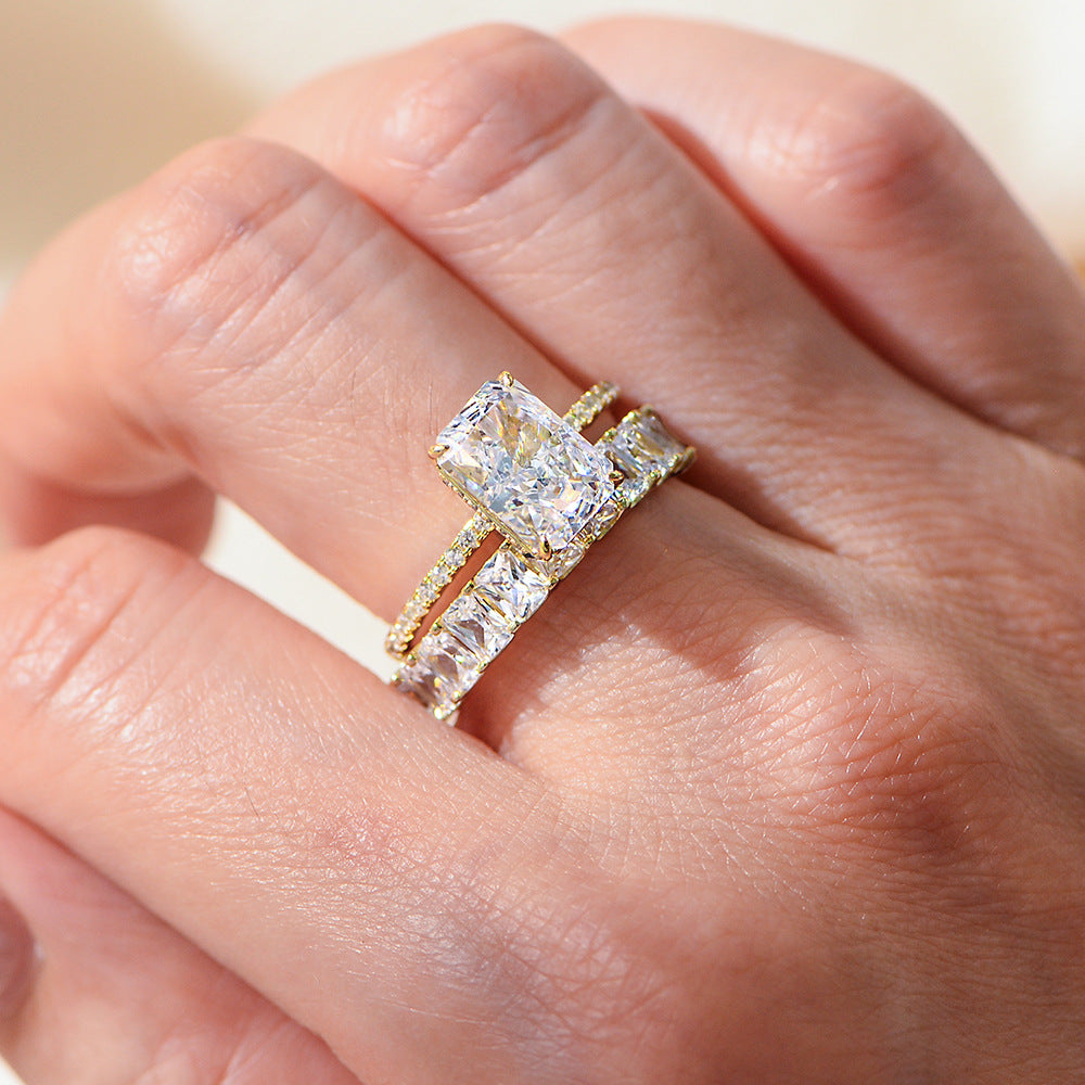 S925 Sterling Silver 5A Cubic Zirconia Ring Set