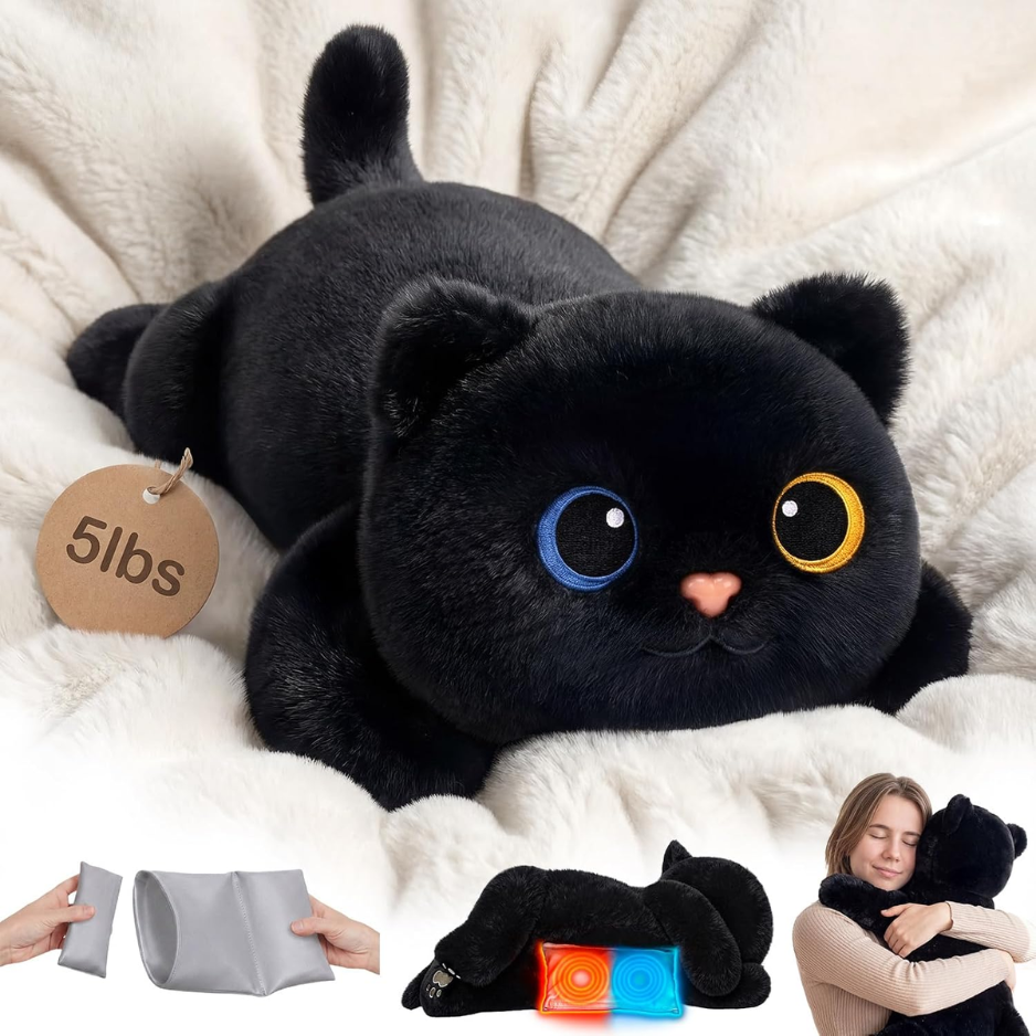 En peluche de chat noir pondérée