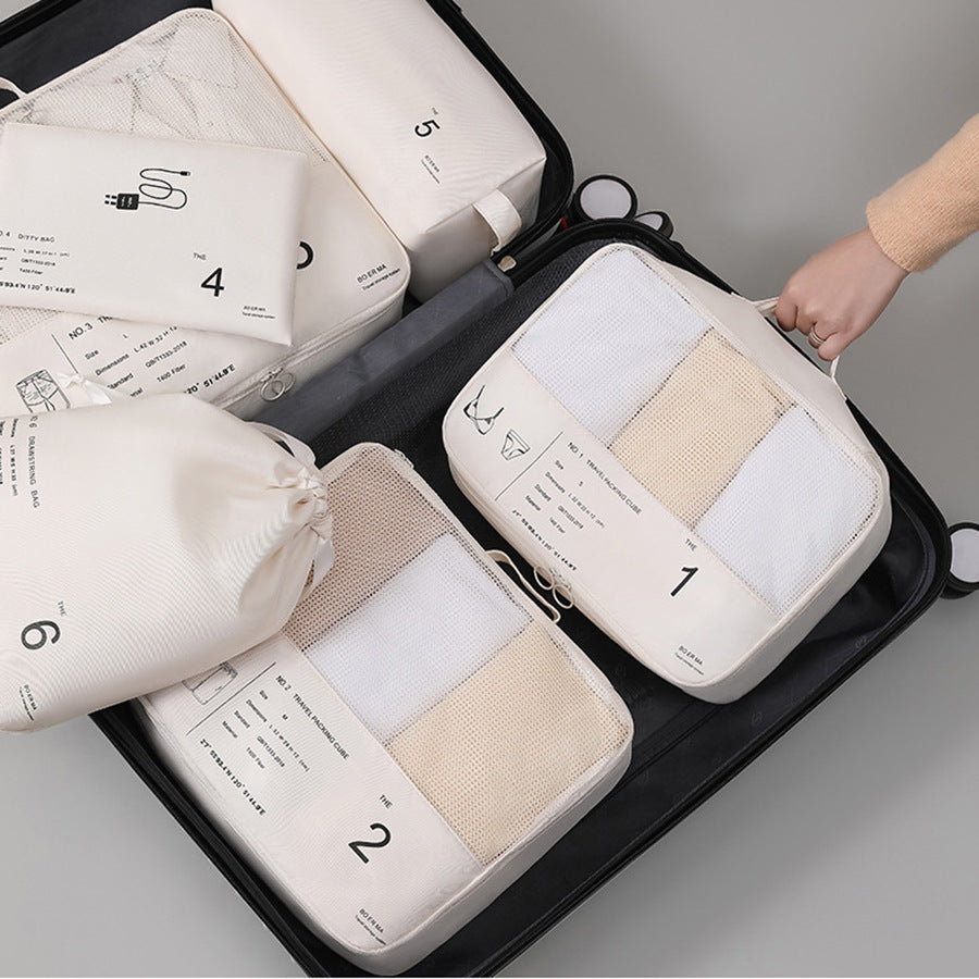 Ensemble d'organisateurs de voyage portatifs zippés 6 pièces