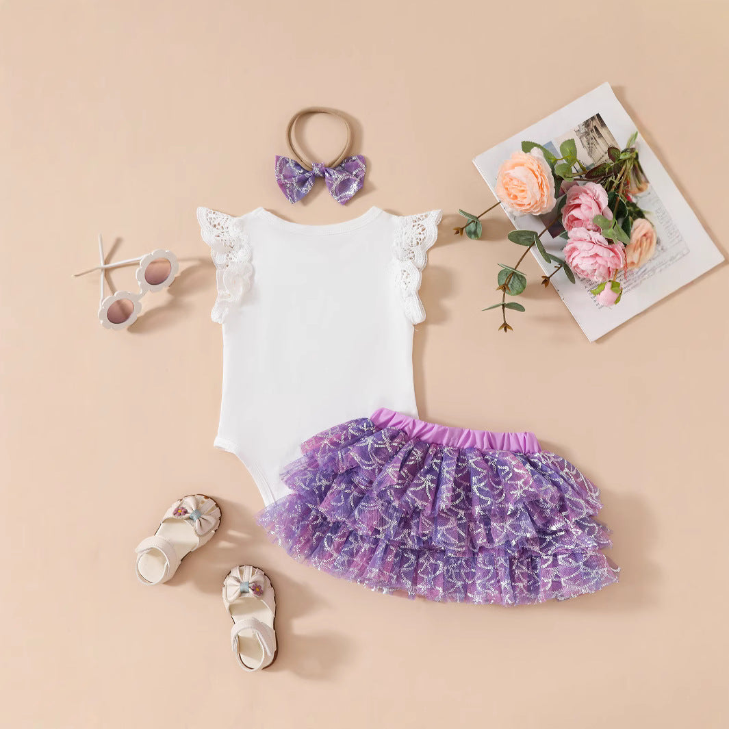 Jupe princesse imprimée Khaki Gauze, âgée de six ans