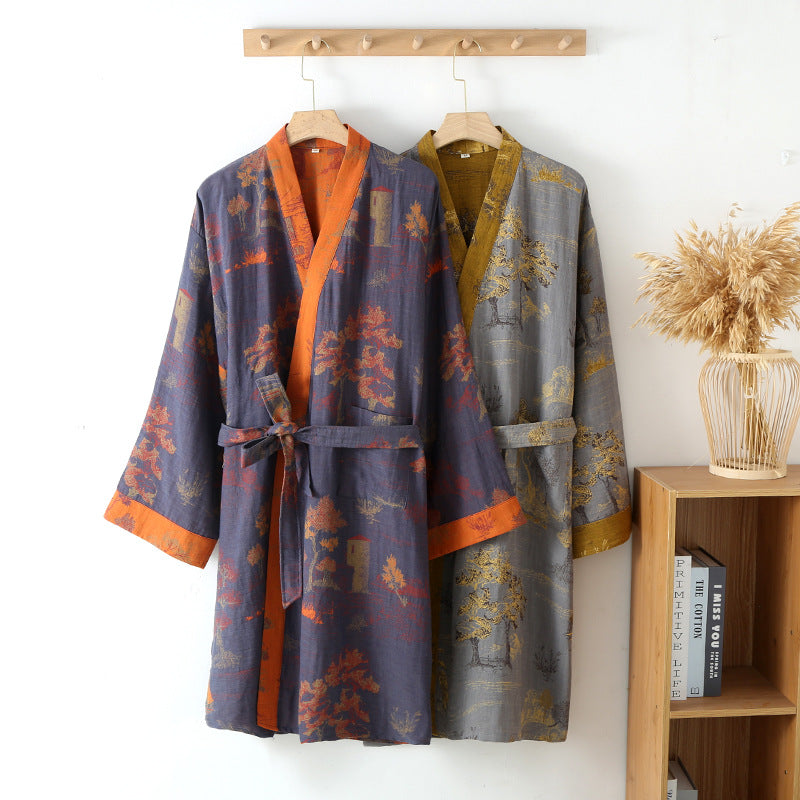 Pure coton Jacquard chinois style ceinture chemise de nuit