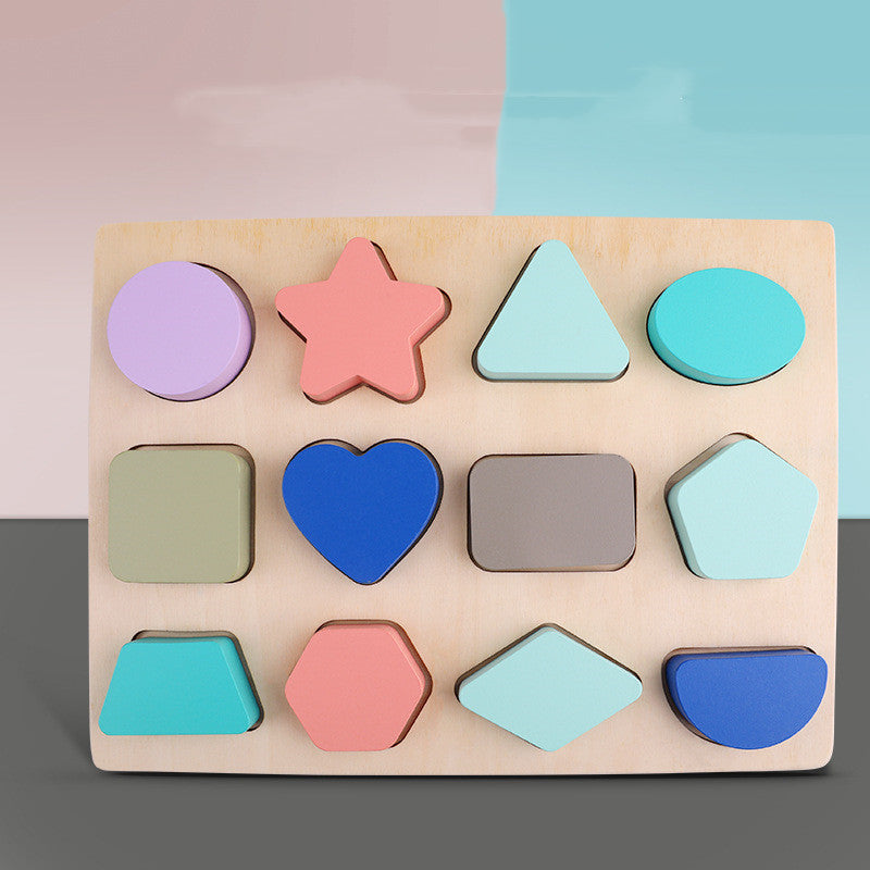 Puzzle pédagogique pour enfants Macaron Shape Recognition Board Grab Jouets en bois