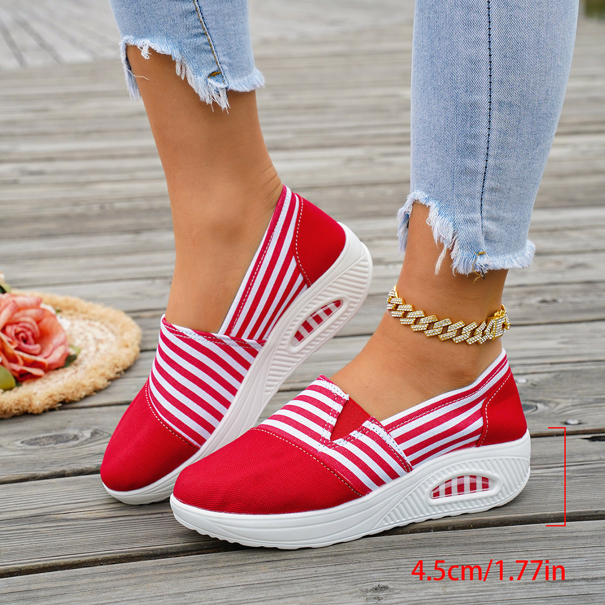 Sneakers rayés en toile Chaussures Casual