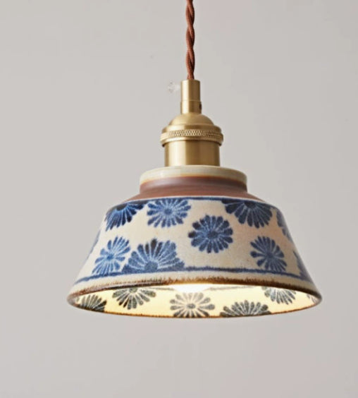 Chandelier LED en céramique de style japonais pour chambre baie fenêtre salle à manger Vintage céramique