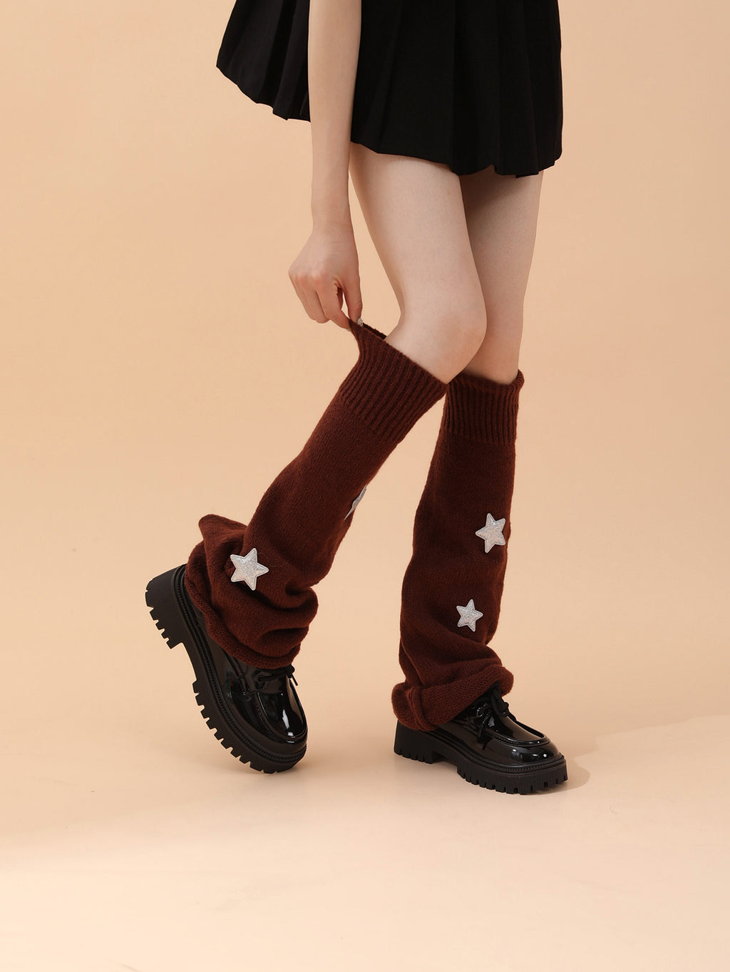 Popular Nouveauté Automne Hiver Warm Stripe Star Decor Enroulé Bell Forme Jambe Warmer Boot Donc