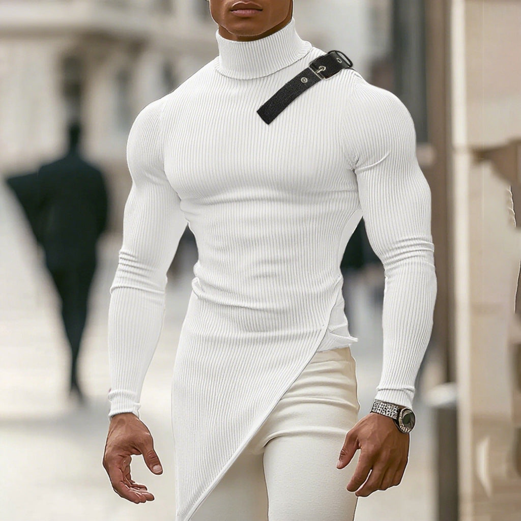 Men's Long Sleeve Mock-Neck Base-Layer Sports T-shirt