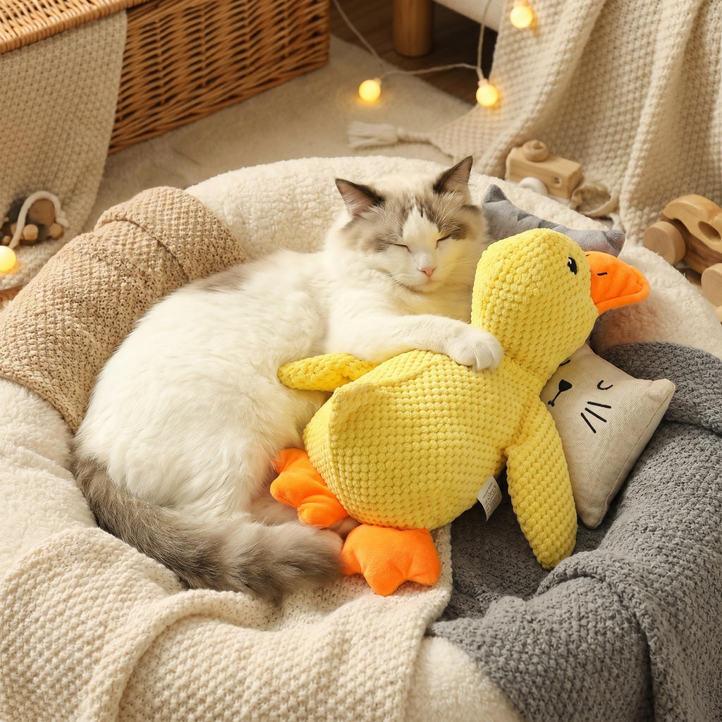 Jouet d'animal de compagnie de chasse en peluche jaune