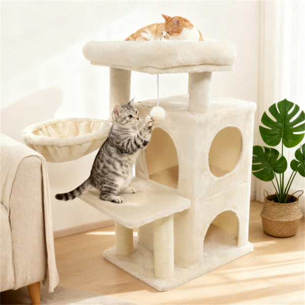 Arbre Cat multi-niveaux Beige 33.5 pouces avec condo 2-Tier