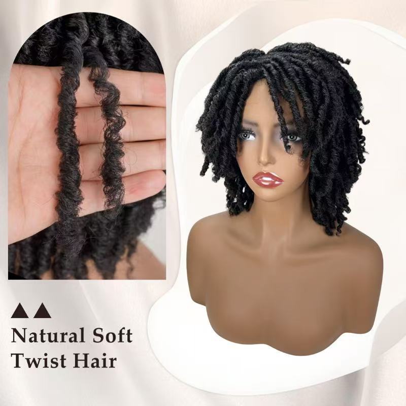 Dreadlock courte boucle pleine perruque pour les femmes haute température en soie rose Mesh bouchon