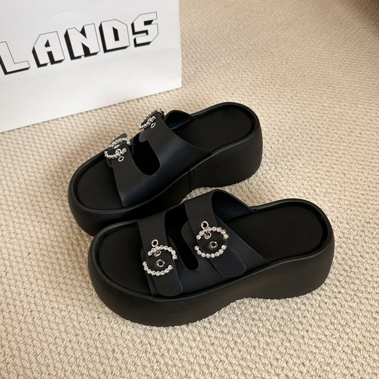 Sandales à glissière en Strass pour femmes