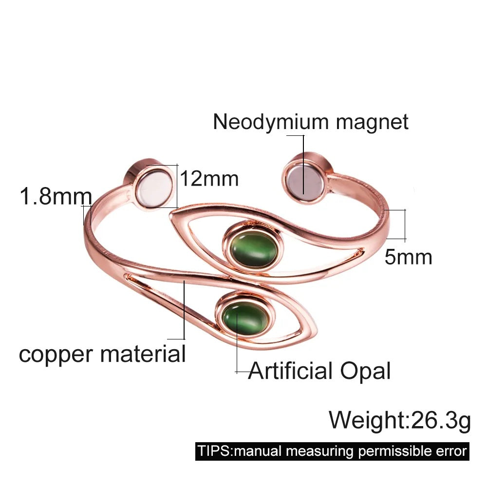 Bracelet magnétique opale en cuivre pur pour femmes
