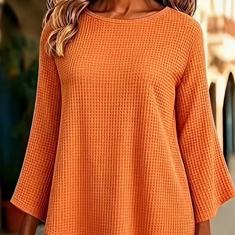 Blouse à gaufres à manches courtes pour femmes avec style élégant