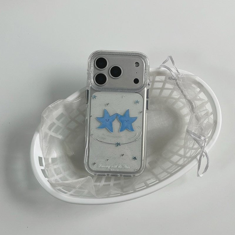 Style coréen Niche frais et mignon bleu cas de téléphone Star pour les couples