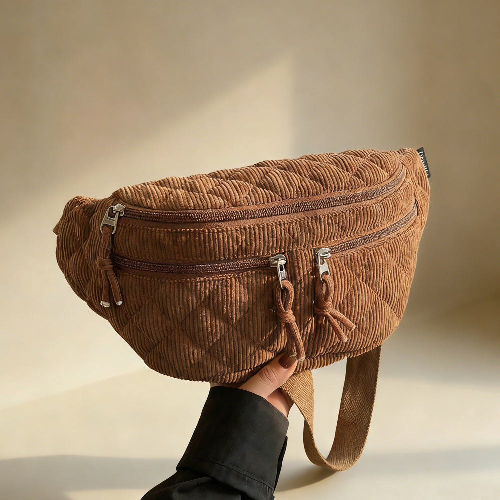 Sac de poitrine en coton massif de couleur basse Niche-design Épaule et corps croisé polyvalent et facile T