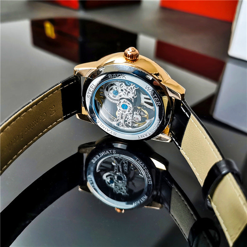 Montre mécanique automatique hommes double face Hollow étanche