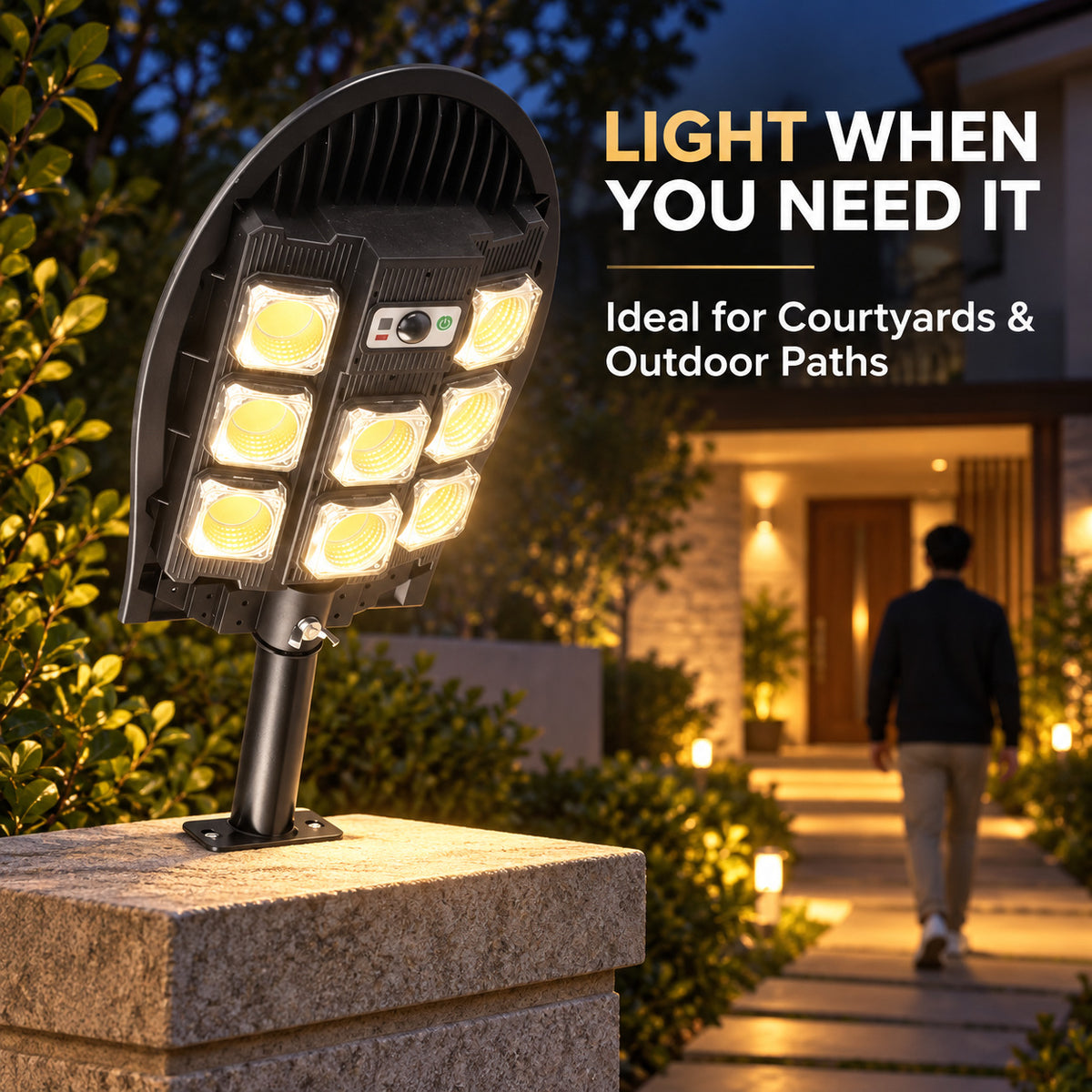 Solar Powered Motion Sensor COB Garden Light W7103B 3 Pour la décoration de jardin LED Landscape Li