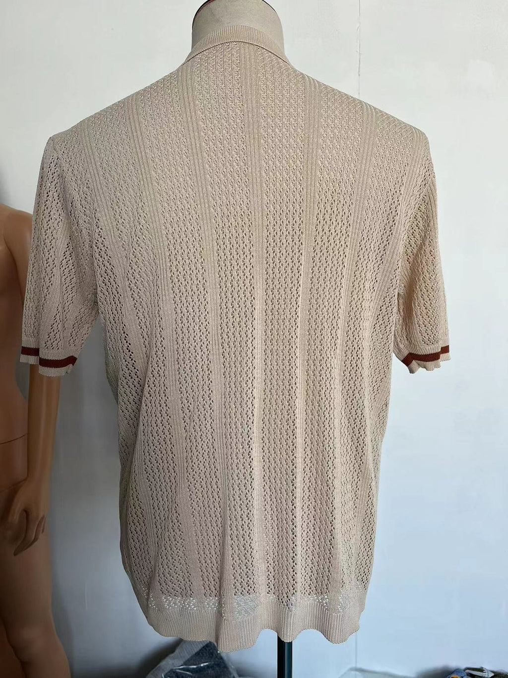 Chemise à manches courtes Poche Hollow Respirant Cool Summer Veste Casual Homme Cardigan