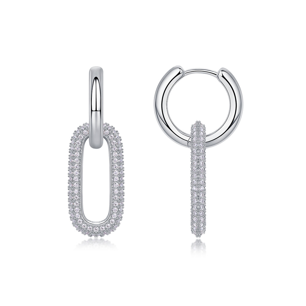 S925 Geometric Link Sterling Silver Earrings