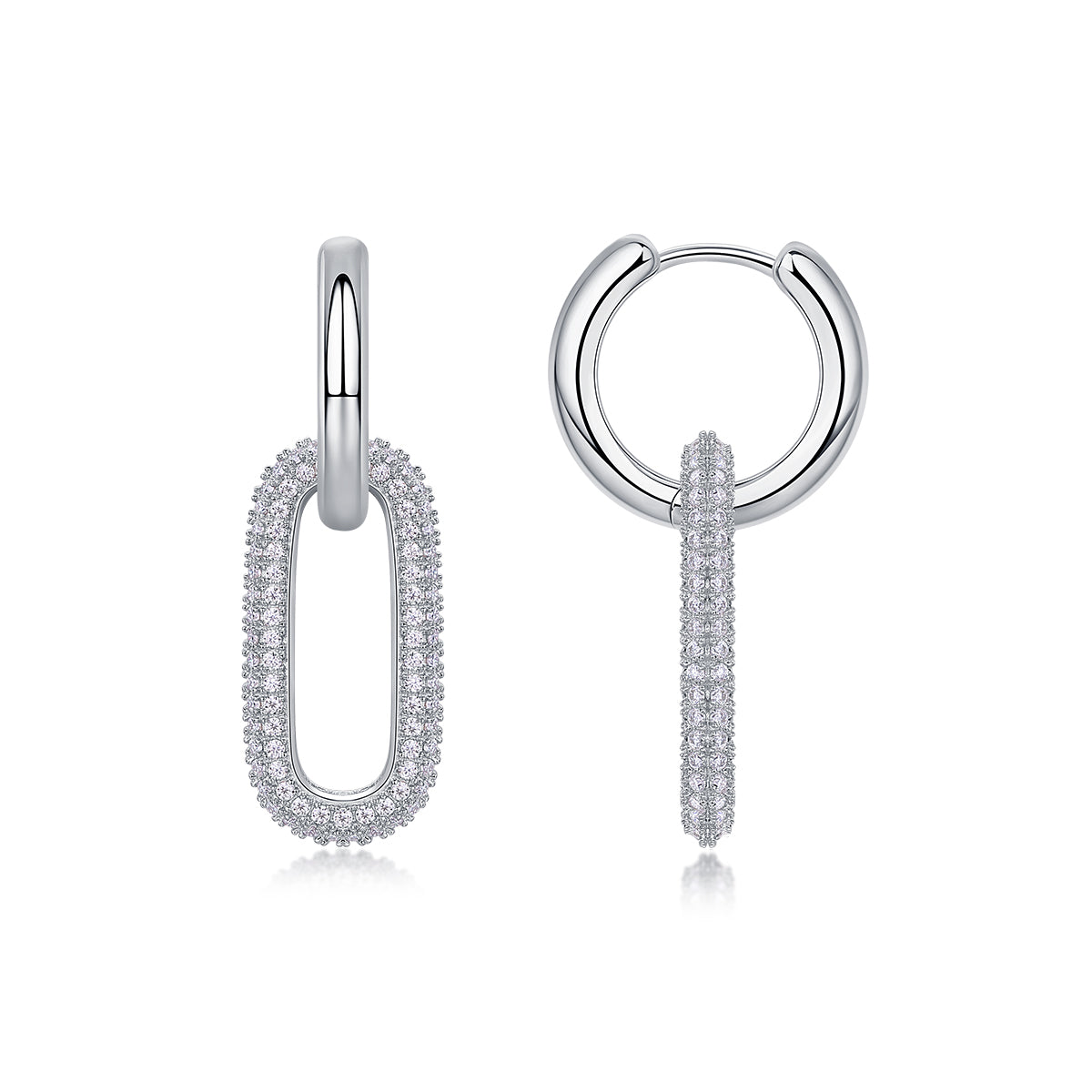 S925 Geometric Link Sterling Silver Earrings