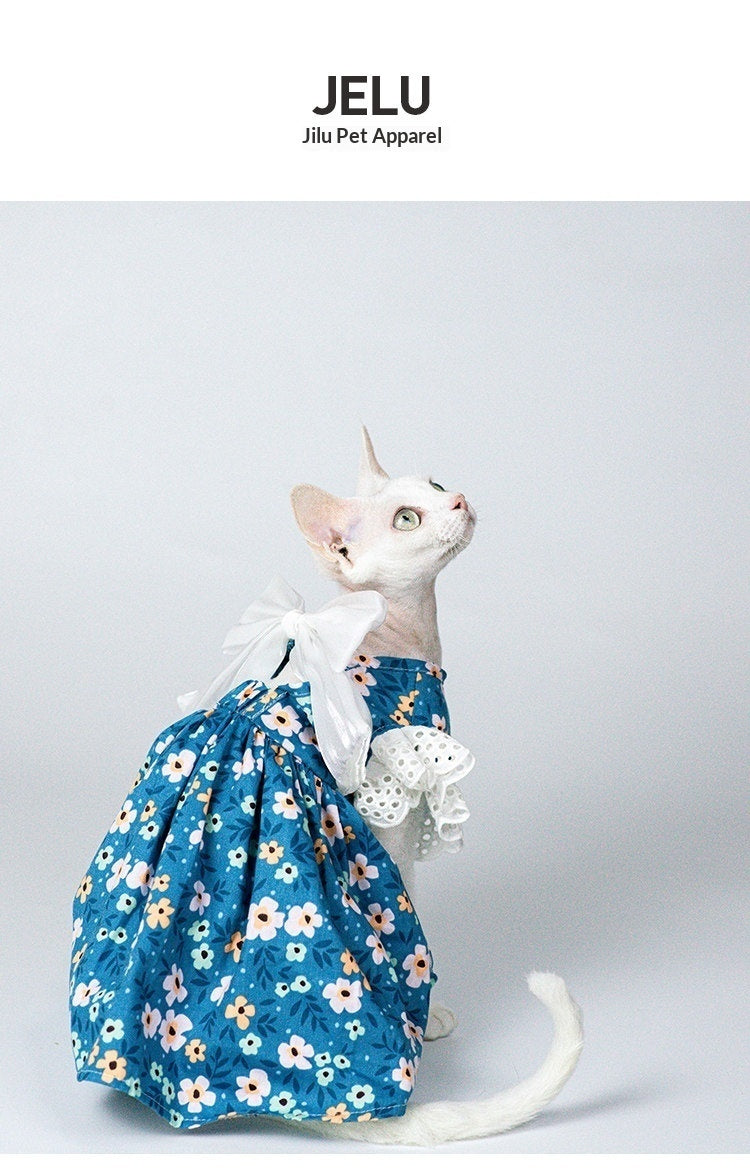Robe de princesse en coton d'été de luxe pour les chats Sphynx