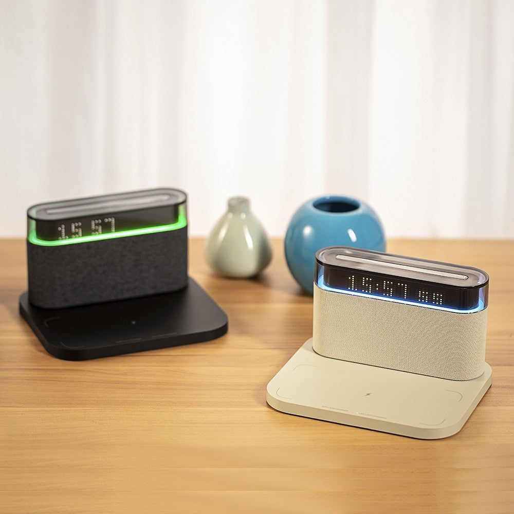 Horloge de recharge sans fil Ligh nuit et haut-parleur Bluetooth
