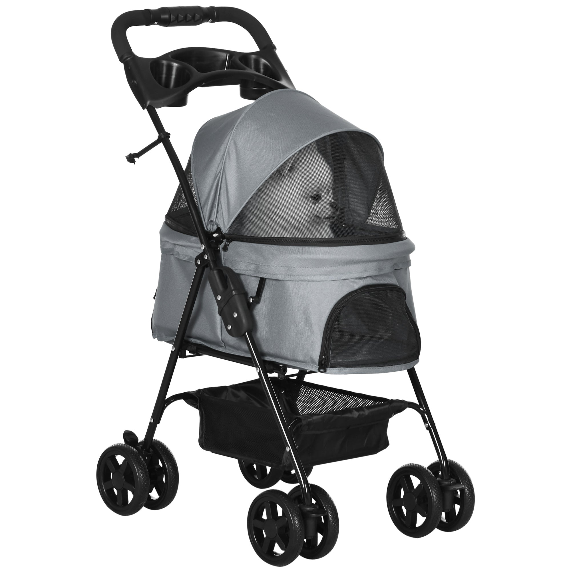 PawHut Pram Dog Poussette pliable pour chien poussette avec 4 roues