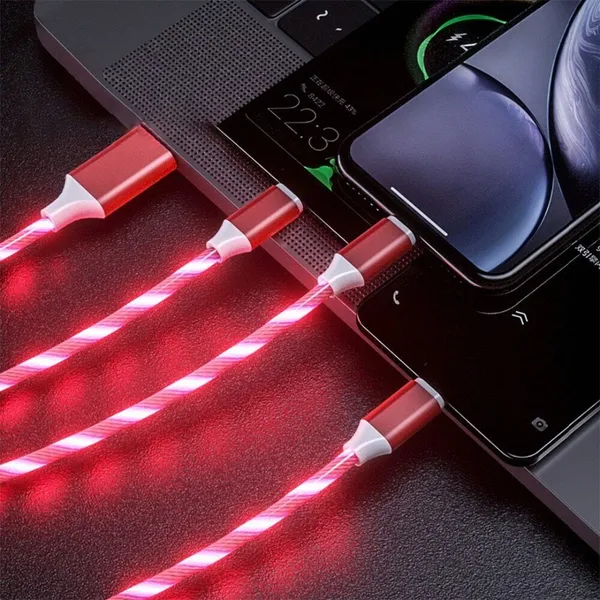 3-in-1 LED Fast Charging Cable Adapter for Type C Micro USB Charger Cable