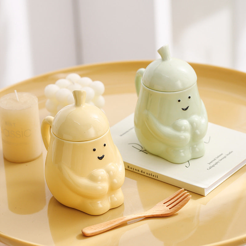 Mug à l'eau de poires MugCéramique Petit déjeuner étudiant Coupe en lait avec lis