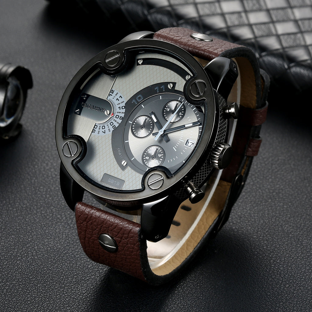 Grande Cadran Montres Quartz Calendrier Ceinture Style Montres Wrist Homme