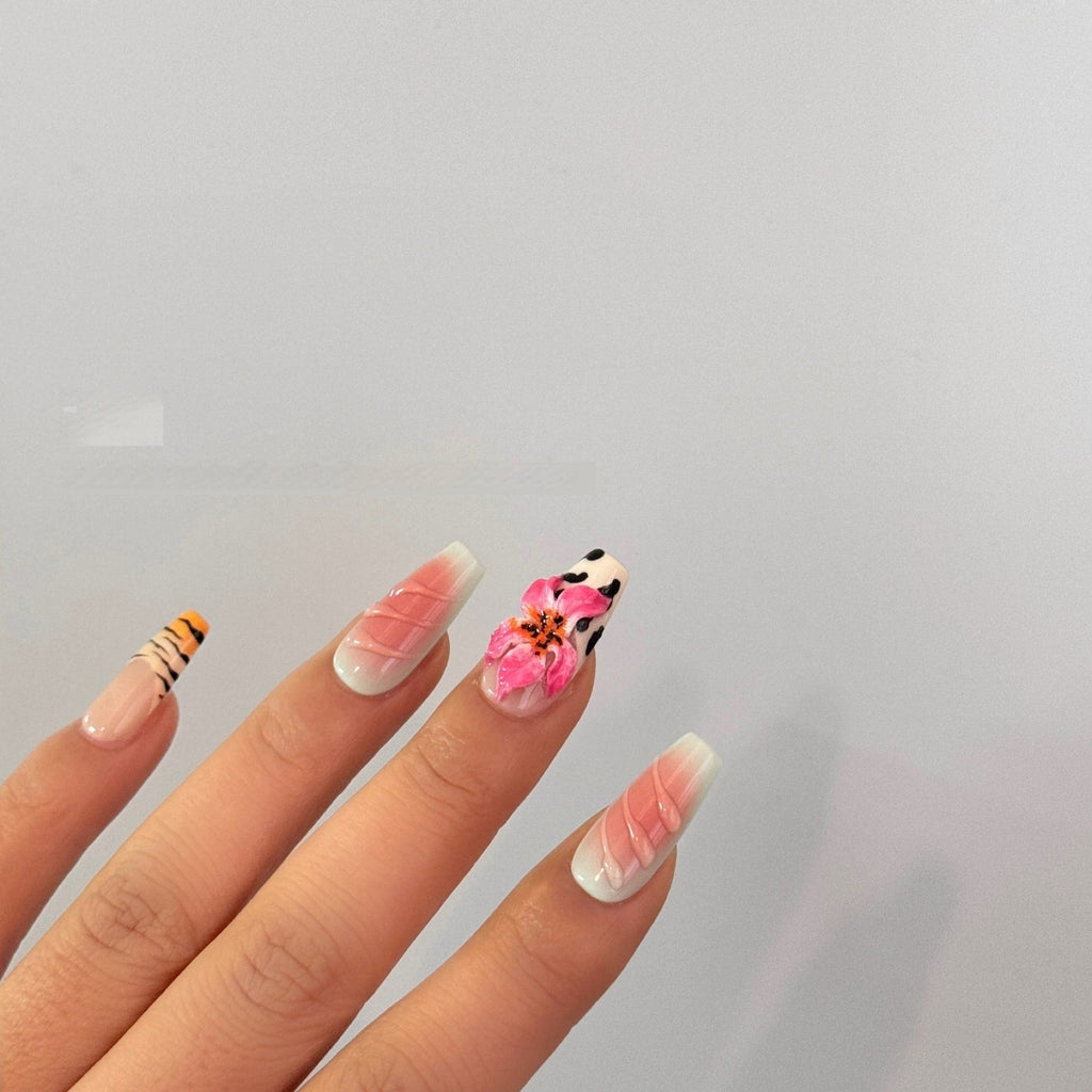 Motif de zèbre Lily main carving ongles art