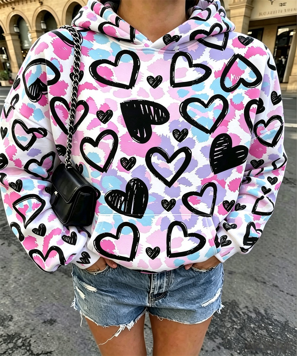 Femme Vintage Deux Léopards Graphic Print Hoodie